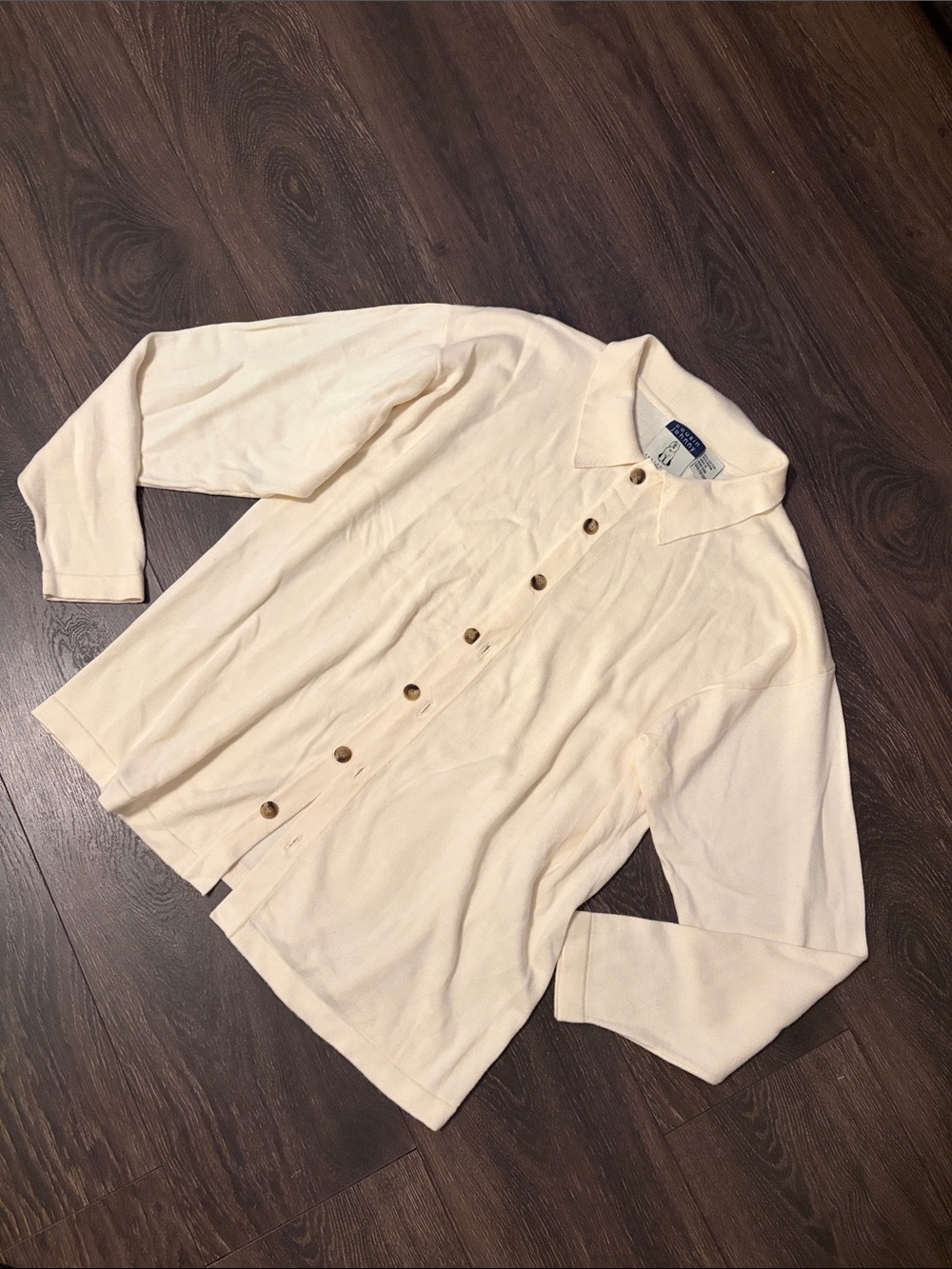 Cousin Johnny Cream Button-Up Polo Sweater XL